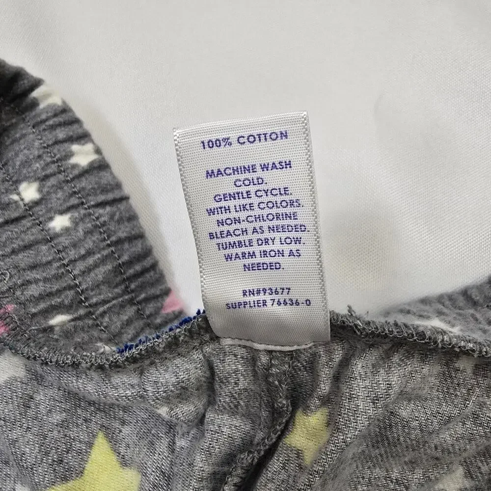 Sleep Chic Flannel Gray Stars Pajama Pants Loungewear Drawstring Cozy Cotton XLP